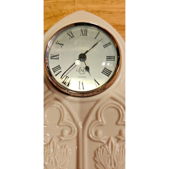 LENOX FLEUR DE LIS COLLECTION PLATINUM MANTLE CLOCK-Works! - Picture 8 of 10